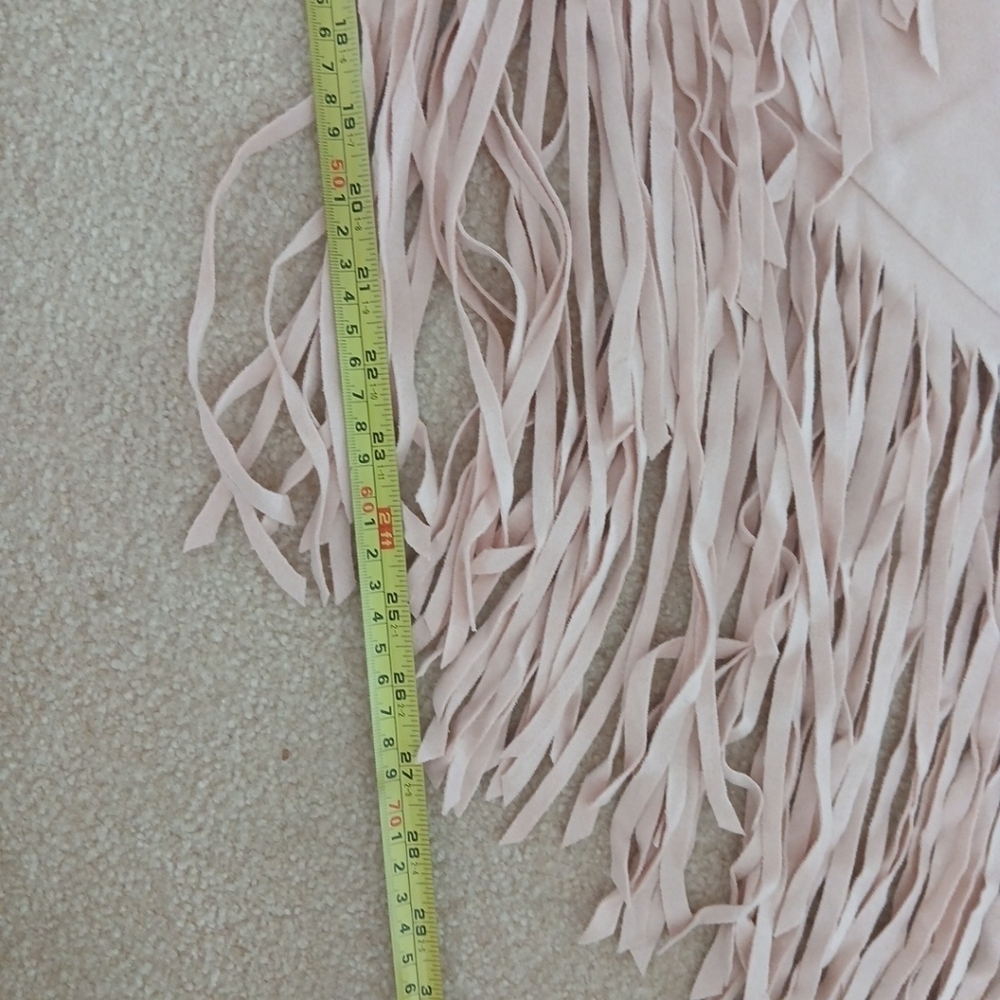 Bagatelle City Skirt Size SM Pink Faux Suede Fringe Cut Out V Hem Festival. Fl - Picture 11 of 12